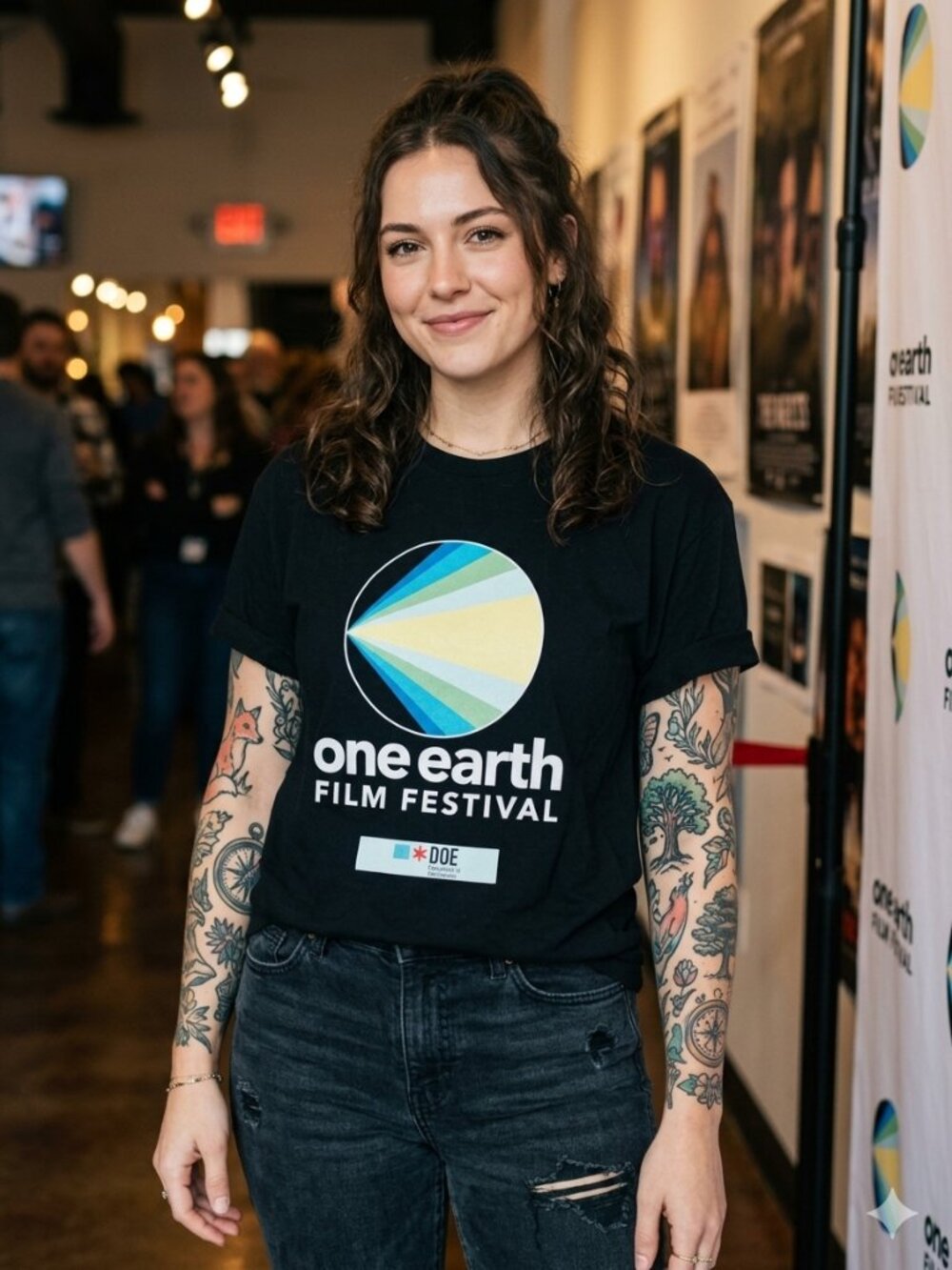 One Earth Film Festival Graphic T-Shirt Black Large